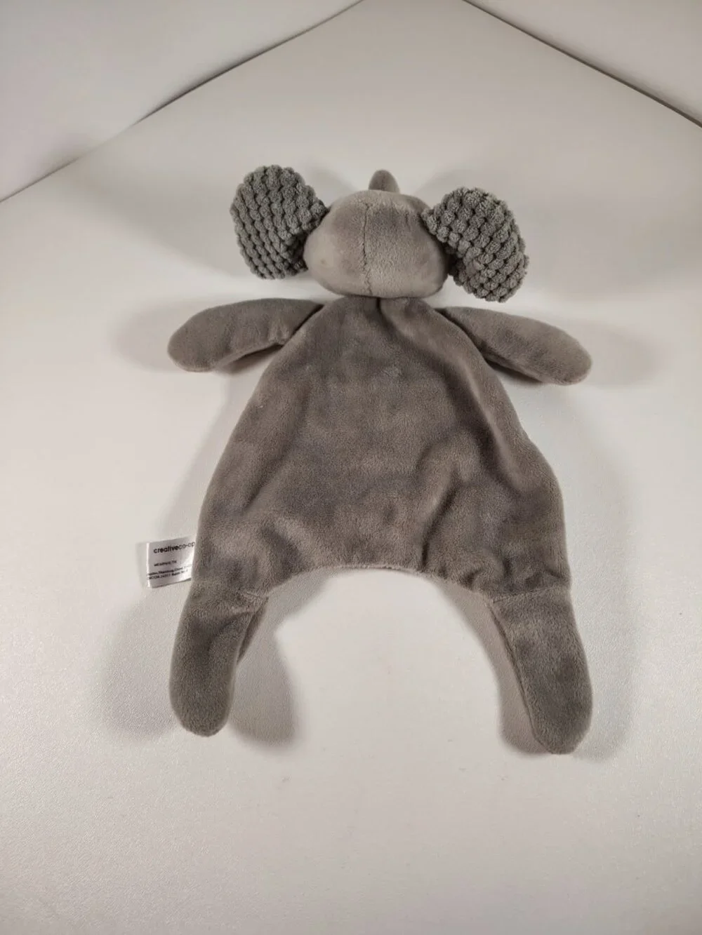 Creative Co-op Elephant Plush Lovey Gray Chevron Security Blanket Nursery Toy